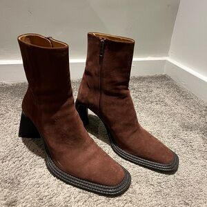 Alexander Wang Women's Brown Suede Ankle Boots with Block Heel